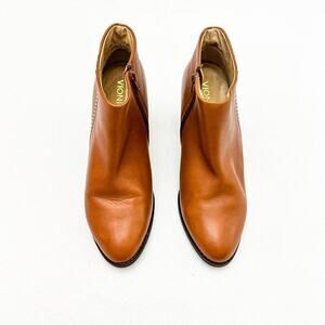 Vionic Georgia Brown Leather Side Stitched Booties Mint Condition Size 10